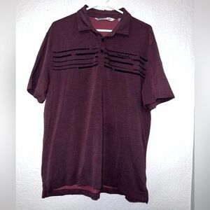 Travis Mathew Brown Maroon Black Striped Polo Short Sleeve Shirt